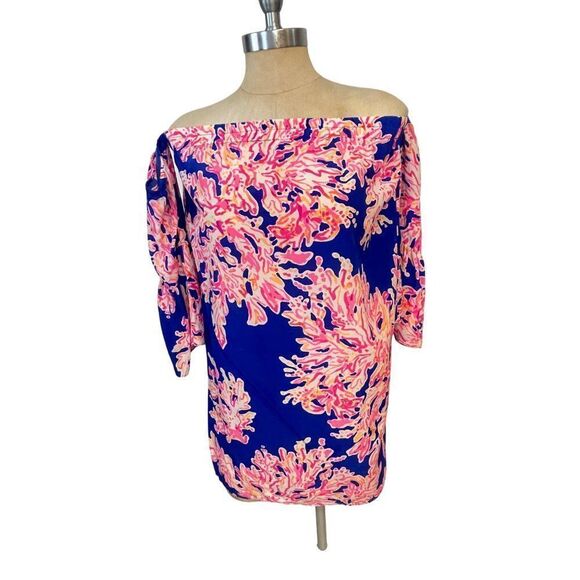 Lilly Pulitzer Sanilla off the shoulder Silk Mini Dress XS extra small - Picture 2 of 8